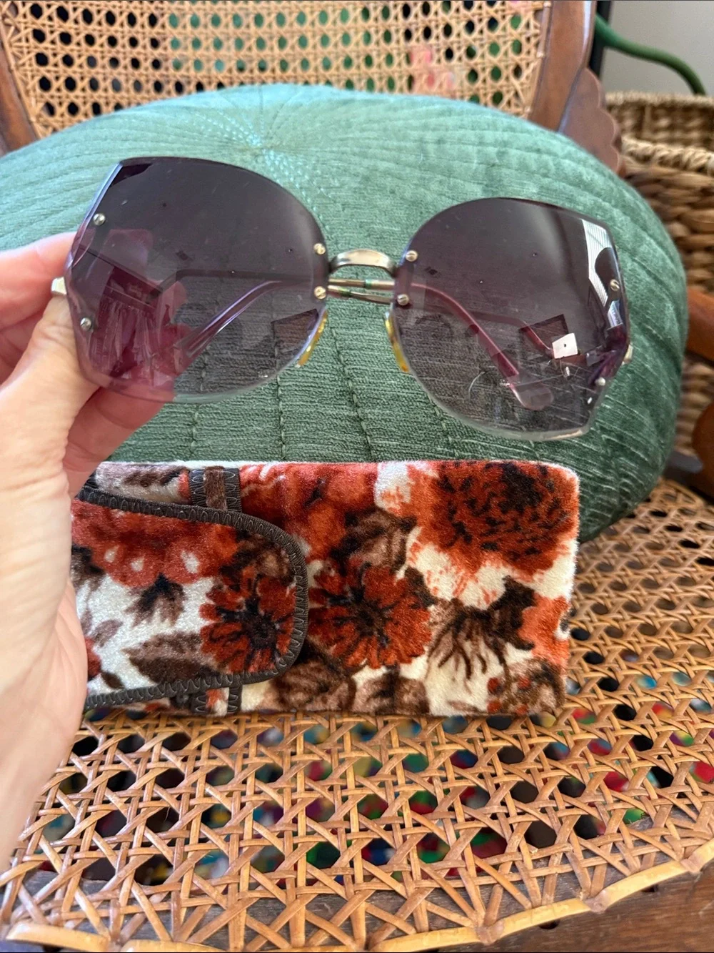 Vintage Aubergine Boho Chic Smoked Lens Sunglasses
